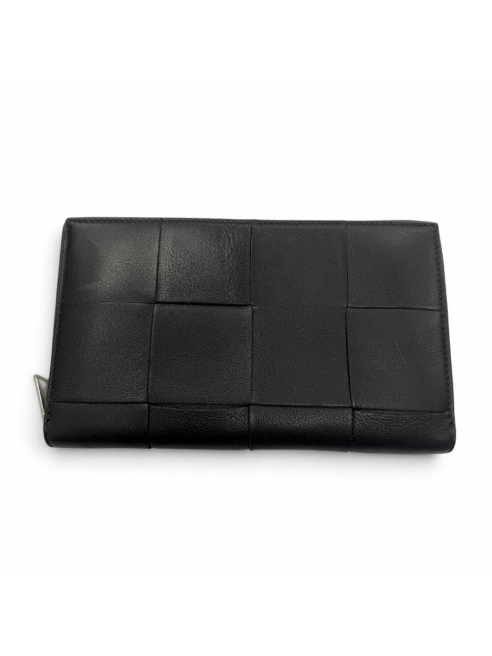 Bottega Veneta Leather Maxi Intrecciato Zip Around Wallet Black
